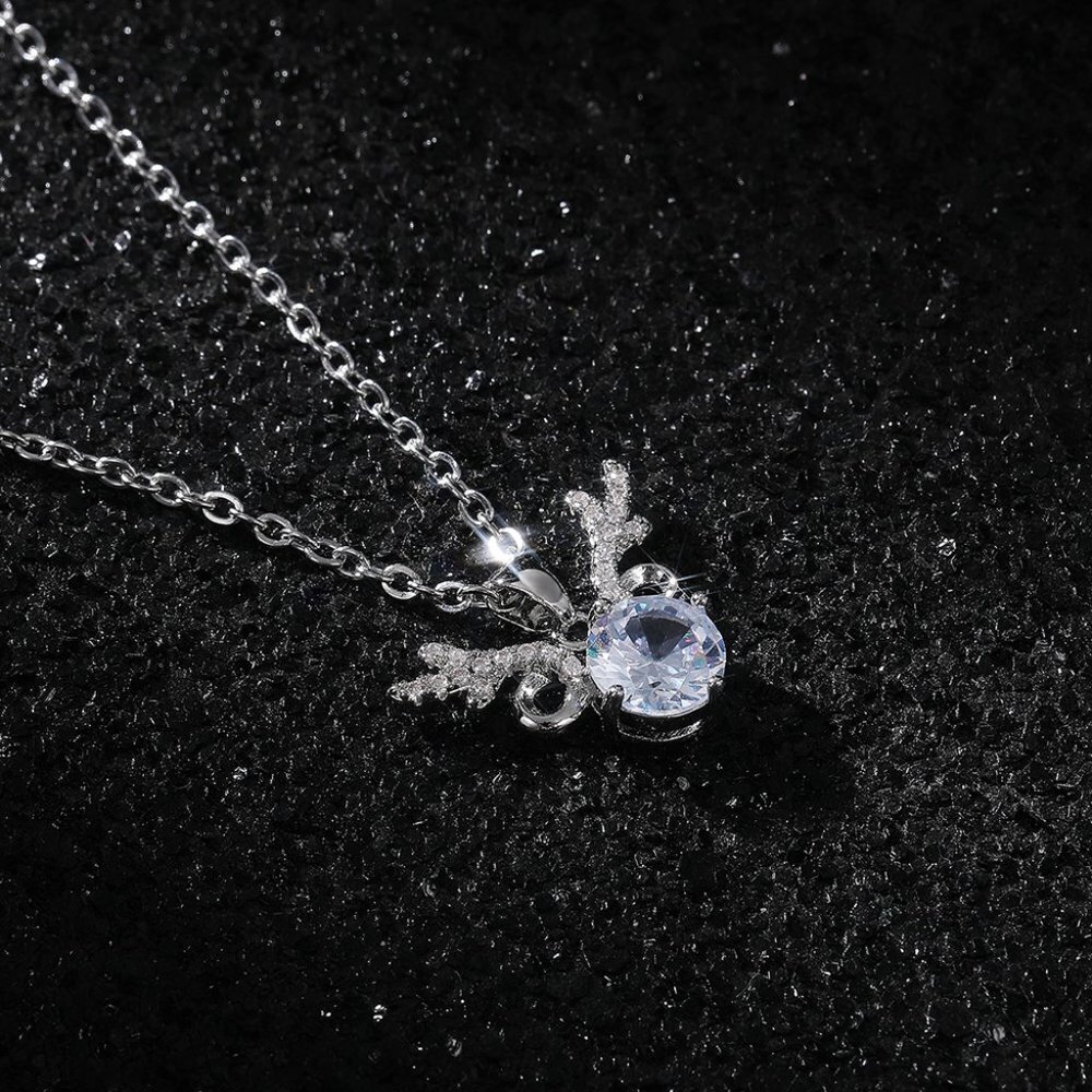 💎 Unique Antlers Design Clavicle Pendant Necklace for Women, INDN8636 - Picture 2 of 6
